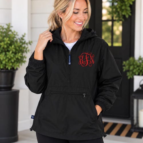 Charles River Monogrammed Rain Jacket, Personalized Pullover
