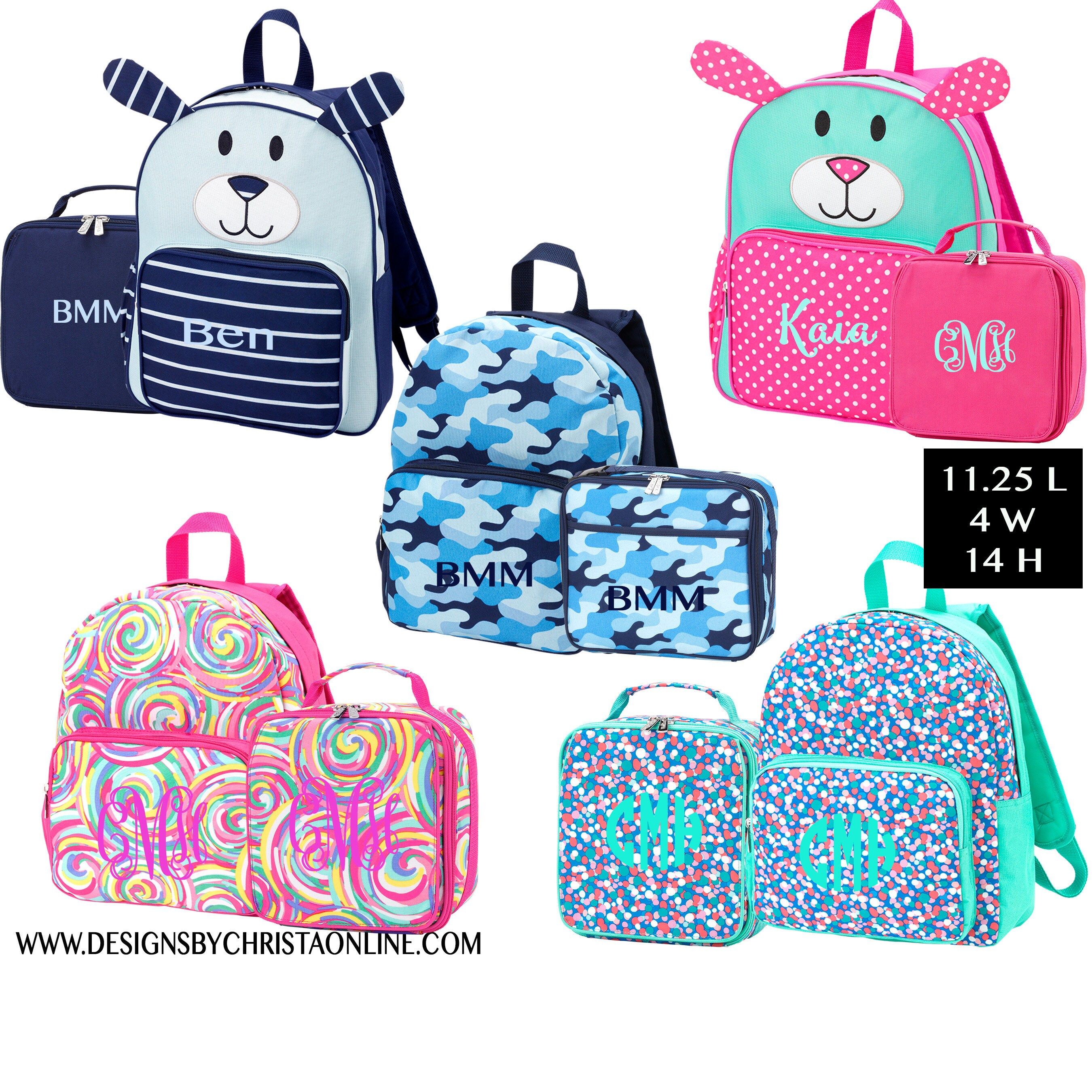 Monogrammed Preschool Backpack and Lunchbox Set / Puppy Etsy