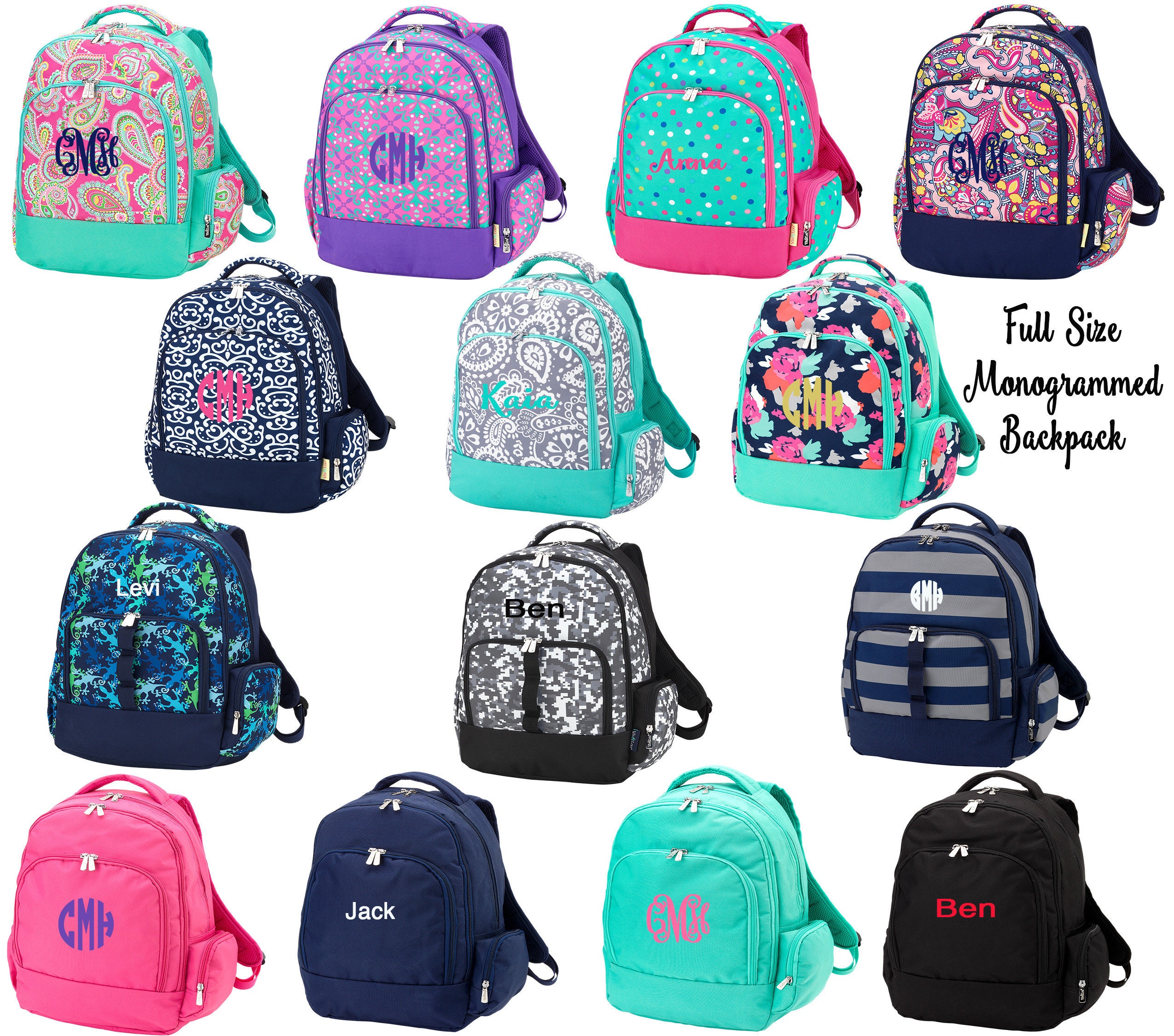 Personalized Backpack / Back to School / Full Size Backpack / Etsy