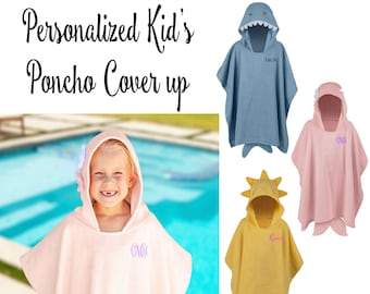 Toalla de playa con capucha personalizada para niños, con monograma