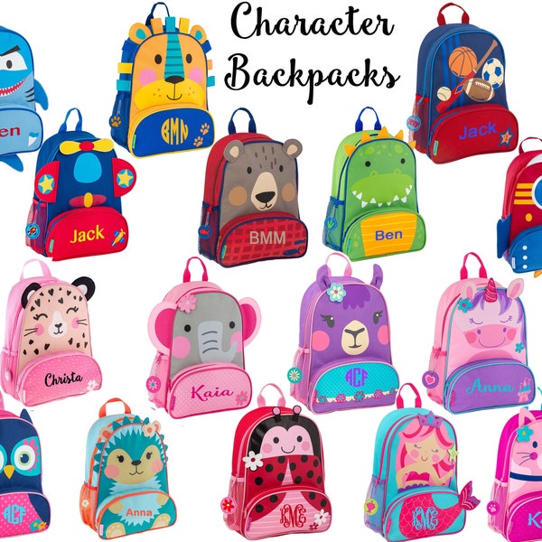 Personalized Backpack for Pre-School / Backpack with Name / Monogrammed Backpack for School / Stephen Joseph Character Backpack