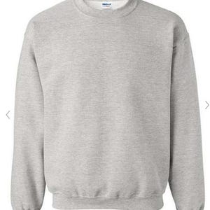 May include: A heather grey sweatshirt with a crew neck.