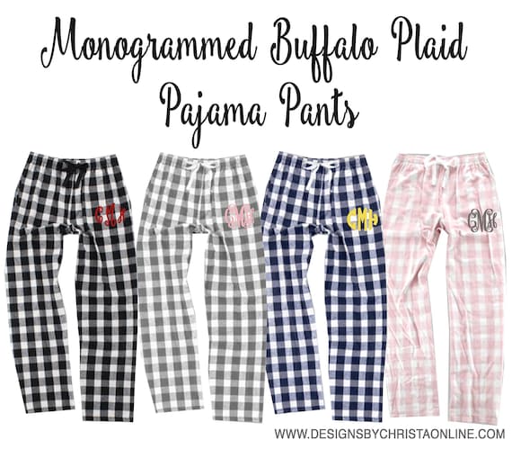 Buffalo Plaid Pajama Pants / Adult PJ Lounge Pants / Adult PJ Lounge Pants  / Personalized Pajama Pants / Monogram PJ Pants / Buffalo Check 