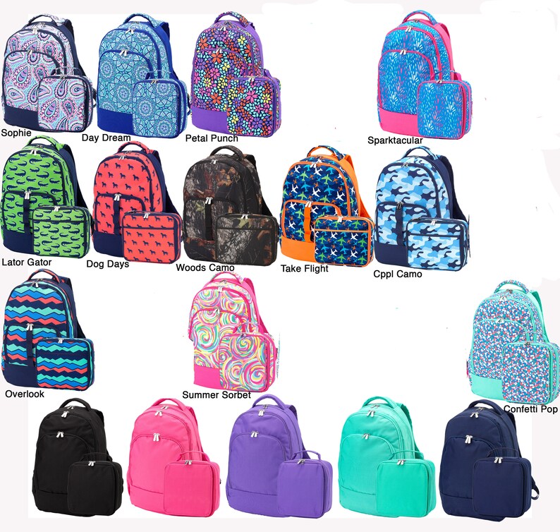 Monogrammed Backpack and Lunchbox Set / Personalized Backpack Etsy