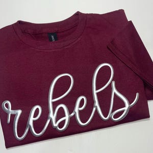 Shirt sportteam, metallic shirt bladerdeeg vinyl, shirt spirit, shirt wedstrijddag, 3D, shirt mascotteteam, shirt met grote naam, tijgers, rebellen