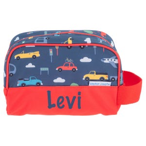 Personalized Stephen Joseph Toiletry Bag, Accessory Bag for kids, Transportation Print, Motorcycle, Airplane, train, race car, kids gifts