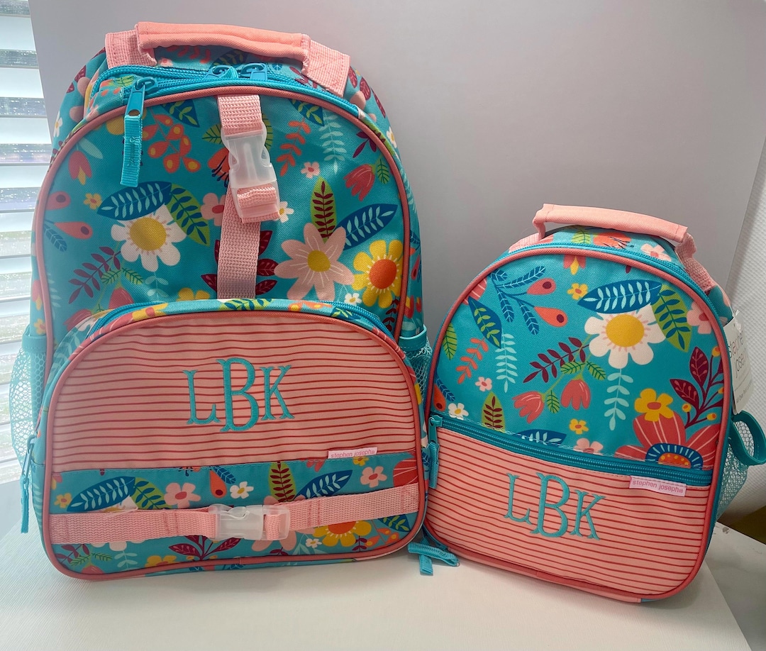 Ensemble sac à dos fleuri et boîte à lunch à monogramme Stephen