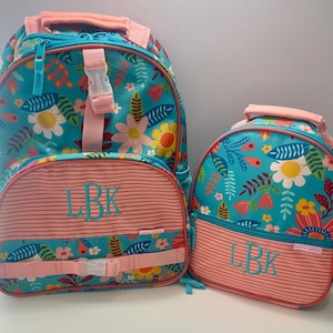 Monogrammed Stephen Joseph Backpack and Lunchbox Set / Back to School / Personalized Backpack and Lunchbox Set, Backpack for girls
