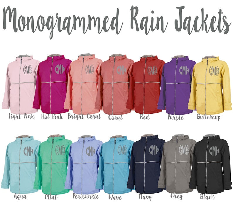 Charles River Monogram Rain Jacket / New Englander Rain Coat / Etsy