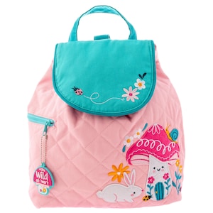 Personalized Toddler Backpack, Toddler Girl Backpack, Preschool Backpack, Quilted Backpack, Girl Backpack, Diaper Bag, mushroom fairy garden