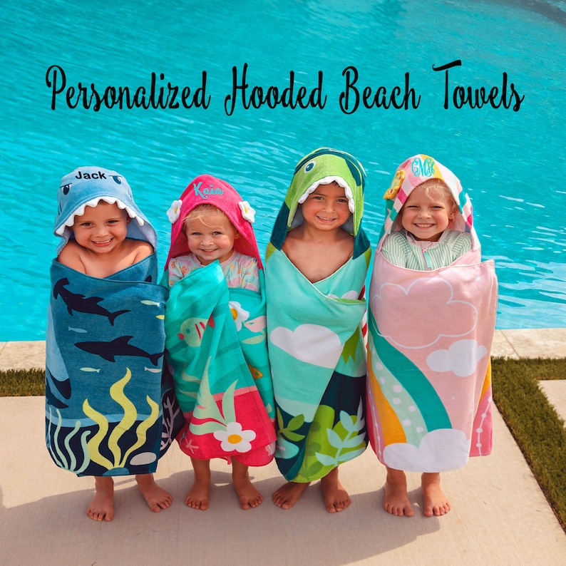 Personalized Hooded Towel Monogram Kids Beach Towels Towels Etsy
