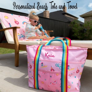 Personalized Kids Beach bag and towel  / Monogrammed Beach Tote / Monogrammed Towel / Stephen Joseph / Kid's Beach Set