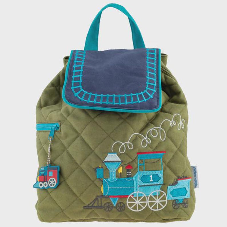 Personalized Toddler Backpack: Stephen Joseph Quilted Boy's Diaper Bag Train