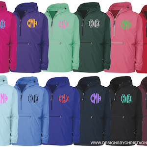 Monogrammed Rain Jacket / Pack N Go Pullover / Quarter zip / Summer Jacket / Graduation Gift image 1