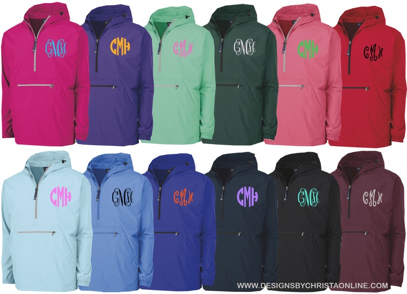 Monogrammed Rain Jacket / Pack N Go Pullover / Quarter zip / Summer Jacket / Graduation Gift image 1