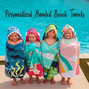 Personalized Hooded Towel, Monogram Kids Beach Towels, Towels for Kids, Stephen Joesph, Beach Trip, Childrens Pool Towel