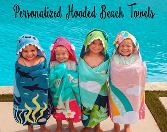 Personalized Hooded Towel, Monogram Kids Beach Towels, Towels for Kids, Stephen Joesph, Beach Trip, Childrens Pool Towel