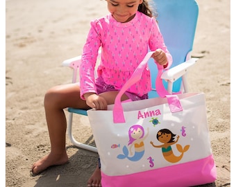 Kids Beach Bag, Personalized Children's Beach Tote, Toddler Beach Bag, Pool Bag for Girl / Beach Bag, Mermaid Beach bag for girls