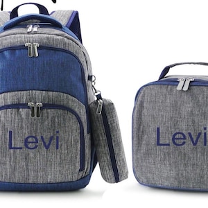 Personalized Boys Backpack Set, Boy&#39;s Monogrammed Backpack Set, Back to School, Personalized Backpack and Lunch box, Lunch Bag, Full Size