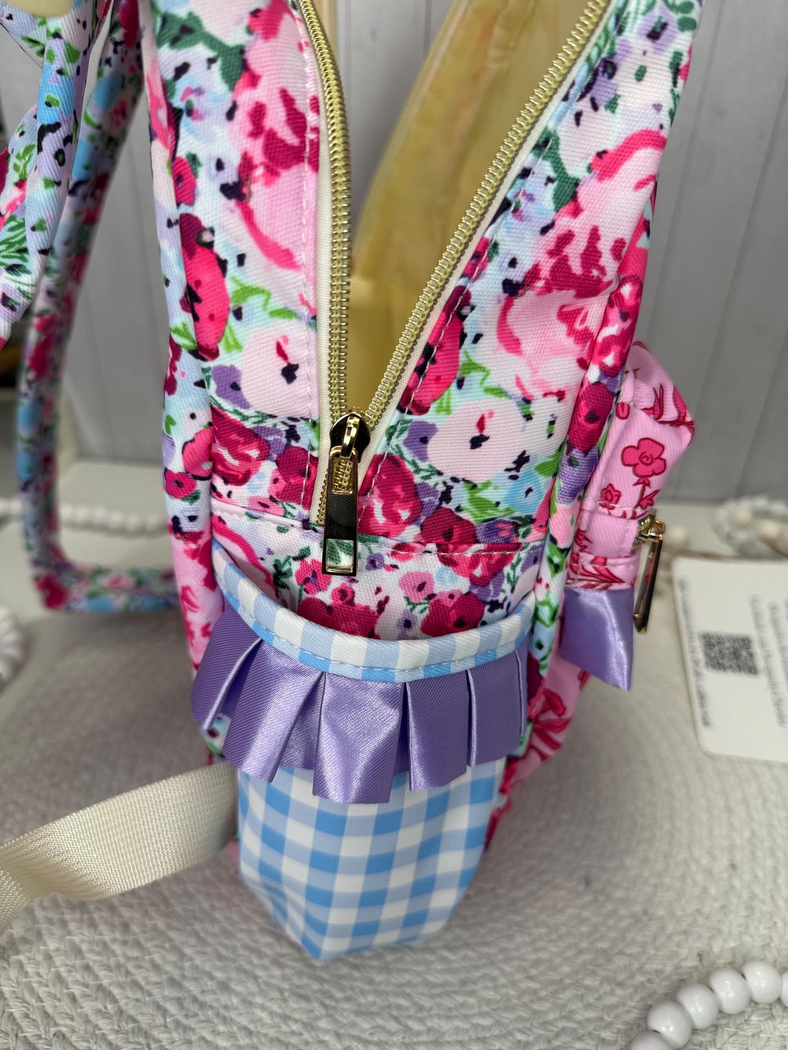 Personalized Girls Floral Backpack: Ruffle School Bag, Gingham Print - Etsy