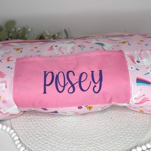 Tapis de sieste licorne pour l'école avec nom, tapis de sieste pour enfants avec oreiller et couverture, tapis de sommeil pour enfants d'âge préscolaire, heure de sieste à la garderie, tapis de sieste d'école