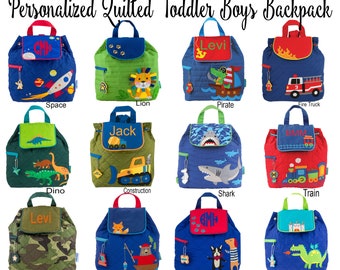 Personalized Toddler Backpack / Toddler Boy's Backpack / Preschool Backpack / Stephen Joseph Quilted Backpack / Boy Backpack / Diaper Bag