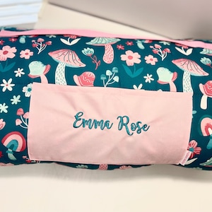 Children&#39;s Pink Flower garden Nap Mat with attached pillow and blanket, Pre School Sleep Mat / Daycare Nap Time, Personalized School Nap Mat