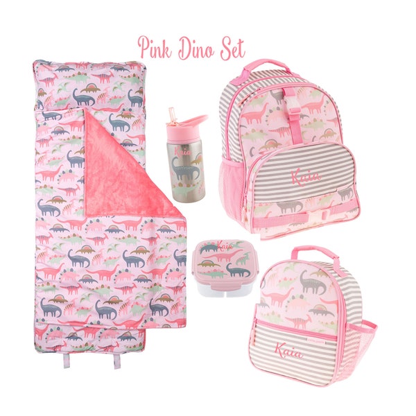 Personalized Pink Dinosaur Backpack Set / Pink Dino / Back to School / Nap Mat / Monogrammed Backpack / Lunchbox Set