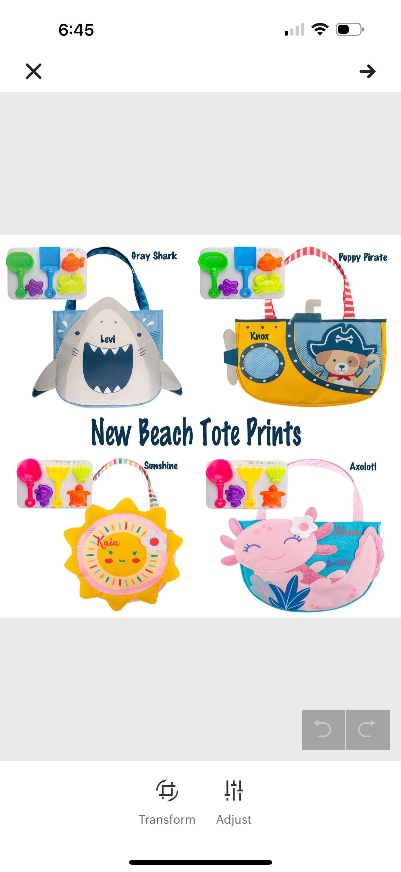 Kids Beach Bag, Personalized Children's Beach Tote, Toddler Beach