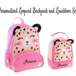 Personalized Pink Leopard Backpack set For Toddler, Personalized Preschool Backpack, Monogrammed Backpack, little girls backpack, Diaper Bag