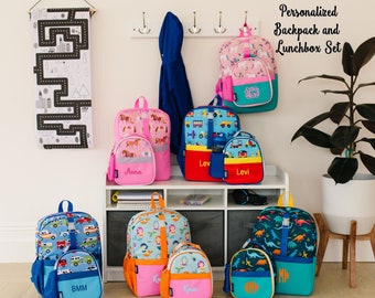 Monogrammed Backpack and Lunchbox Set, Personalized Back to School