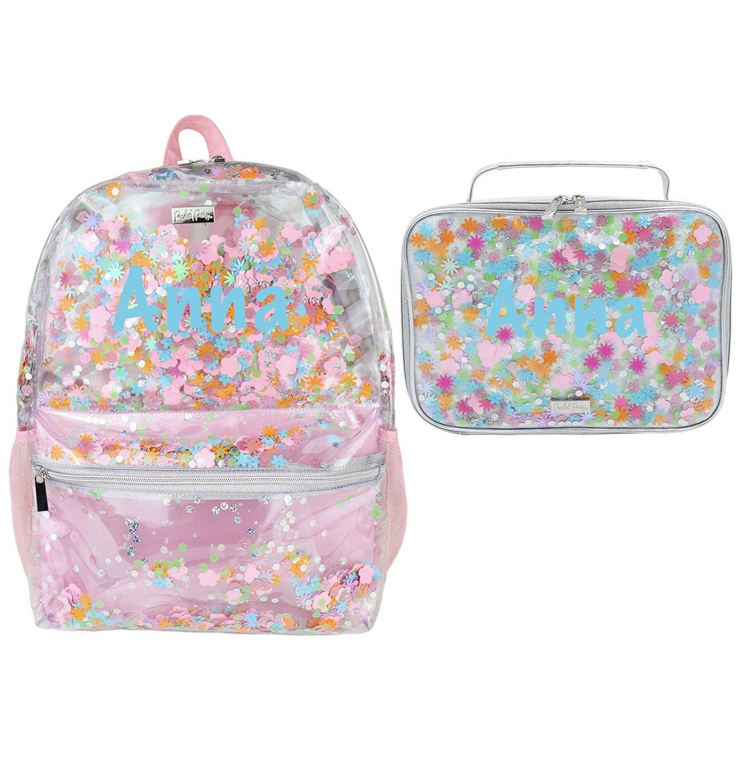 Personalized Flower Confetti Clear Backpack & Lunchbox Set - Etsy