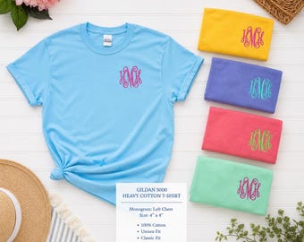 Embroidered Monogram Shirt, Personalized Soft Style Cotton T-Shirt