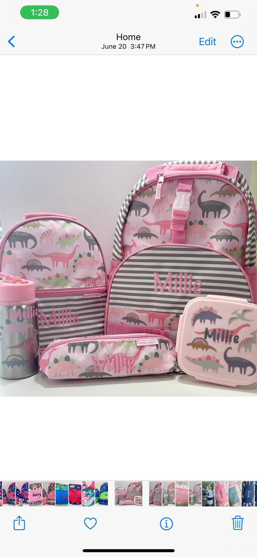 Personalized Pink Dinosaur Backpack Set / Pink Dino / Back to School ...