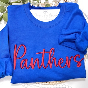 Custom Puff Embroidered Sweatshirt, Personalized Team Sweatshirt, Puff Embroidery Team Spirit Shirt, Large Script Monogram Cozy Sweatshirt