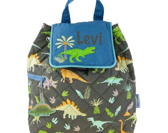 Personalized Dinosaur Backpack Diaper Bag, Quilted Embroiderd Backpack for Toddler