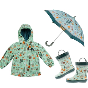 Boys Outdoor Camping Rain jacket set / Kids Rain Jacket / Monogrammed Rain Jacket / Boy Rain Jacket, Outdoor camping woods theme, forest