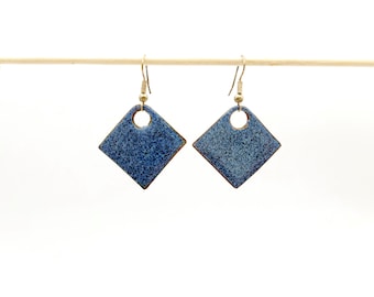 Enamelled copper earrings