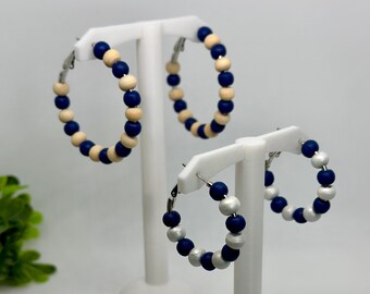 Hoop Earrings | Teacher | Wood Earrings | Wood Bead Earrings | Boho Earrings | Western | Coastal Earrings