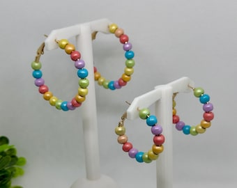 Hoop Earrings | Teacher | Wood Earrings | Wood Bead Earrings | Boho Earrings | Western | Coastal Earrings