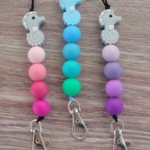 Lanyard | Teacher Gift | Nurse | Seahorse | Assorted Colors | Nylon Cord | Silicone Bead Lanyard | Nautical