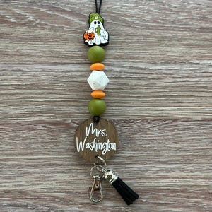 Lanyard | Teacher Gift | Personalized | Assorted Styles | Nylon Cord | Silicone Bead Lanyard | Teach | Ghost | Teacher Lanyard | Halloween