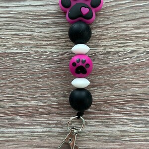 Lanyard Teacher Gift Personalized Assorted Colors Nylon Cord Silicone Bead Lanyard Paw Print Dog Paw Teacher Lanyard image 5