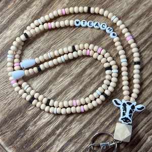 Teacher Lanyard | Build Your Own | Custom Colors | Wood Bead Lanyard | Personalized | Custom Teacher Lanyard | Bead Lanyard