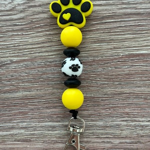 Lanyard Teacher Gift Personalized Assorted Colors Nylon Cord Silicone Bead Lanyard Paw Print Dog Paw Teacher Lanyard image 3