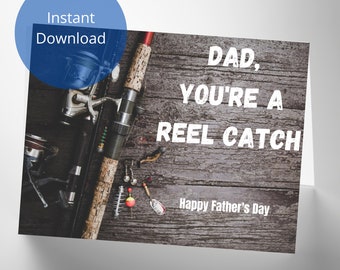 Afdrukbare Vaderdagkaart "Papa, je bent een Reel Catch"