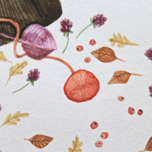 Thanksgiving gift, Gift for knitter, Crocheting print, Knitting Illustration, wool, knitting needles, Fall illustration, Winter illustration image 3