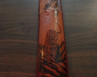Beautiful Japanese etched bamboo wall hanging