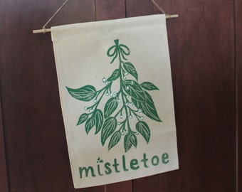 Mistletoe Banner. Holiday Decorations. Mistletoe sign. Nature inspired decor. Christmas decorations.