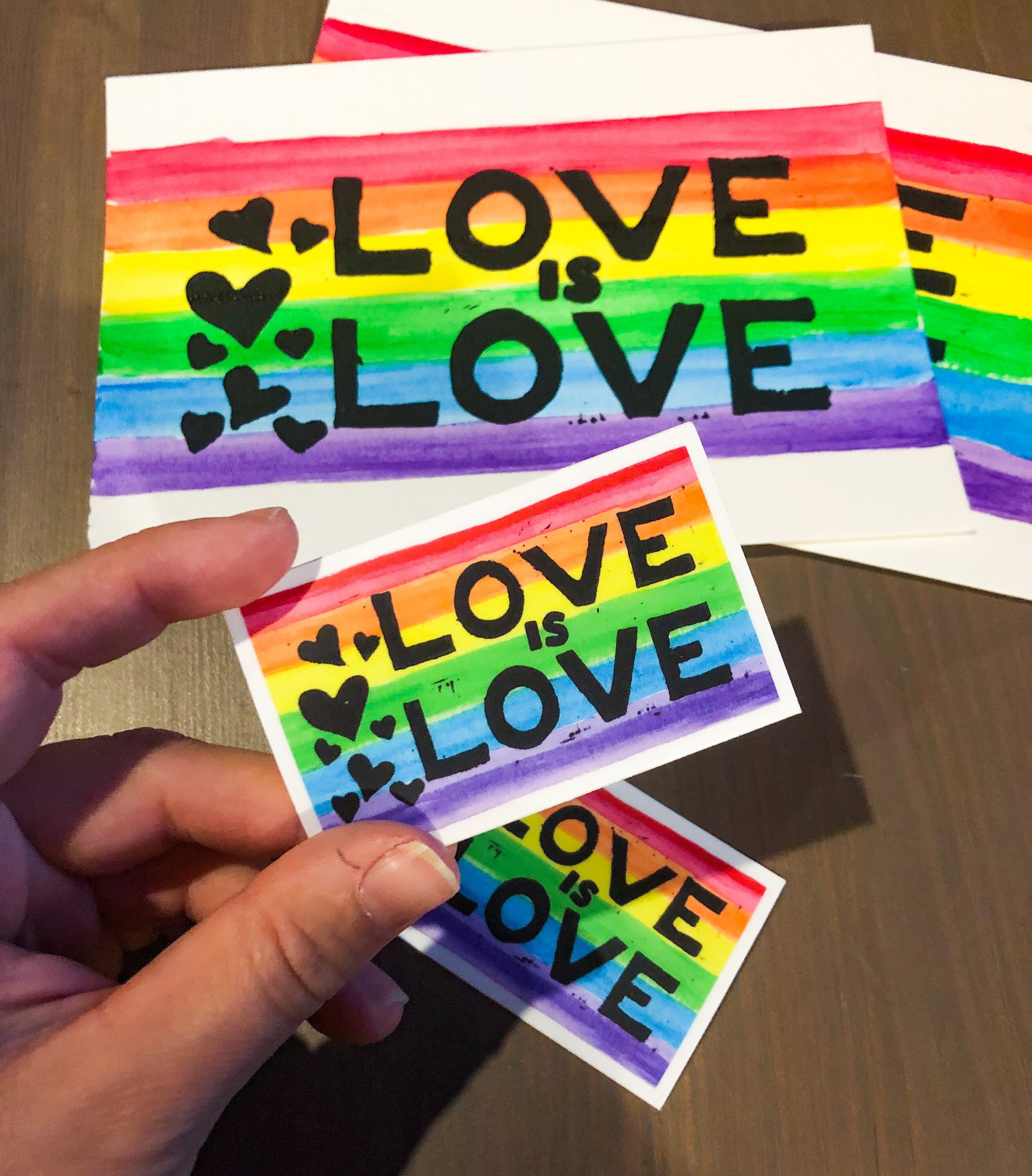 Hands-Hand Print-Love is Love 25 cm x 15 CM-STICKER Sticker Rainbow 07
